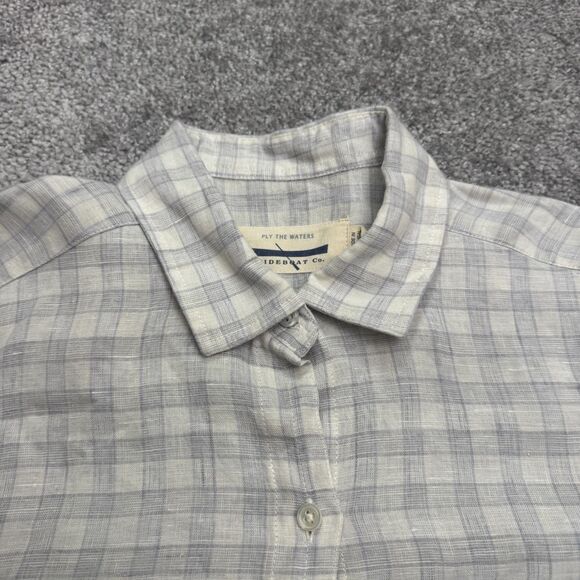 Guideboat Tessitura Monti Italian Linen Button Down Shirt Mens Small Blue Plaid - Picture 3 of 15
